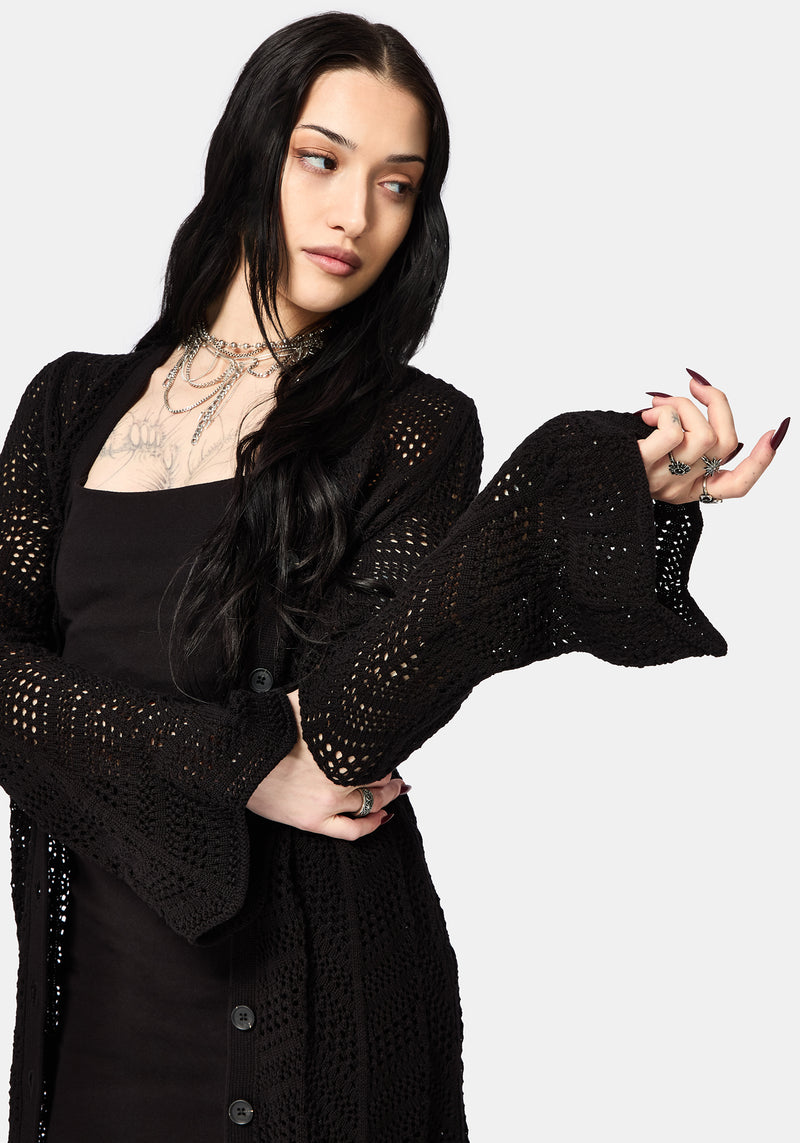 Aenaes Longline Crochet Maxi Cardigan – Disturbia