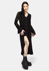 Aenaes Longline Crochet Maxi Cardigan