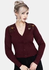 Elowyn Löwenzahn Bestickt Pointelle Gestrickt Cardigan