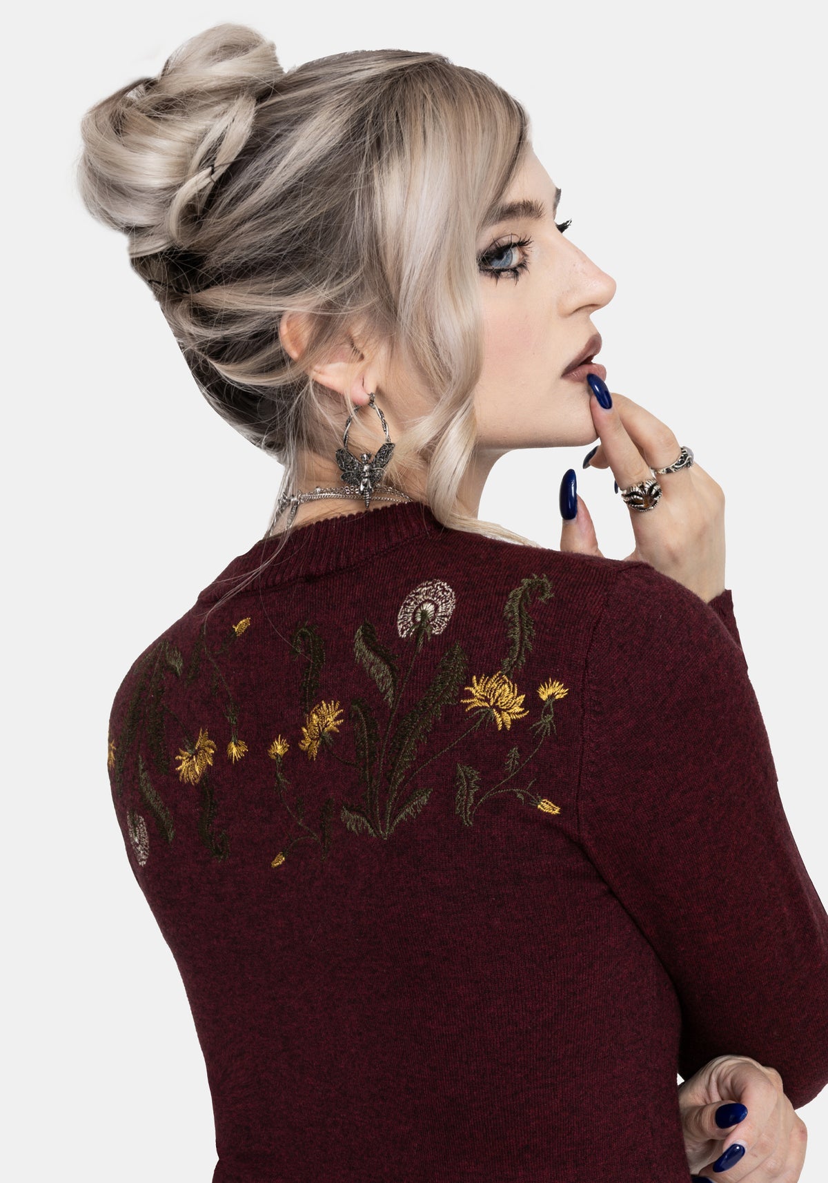Elowyn Löwenzahn Bestickt Pointelle Gestrickt Cardigan