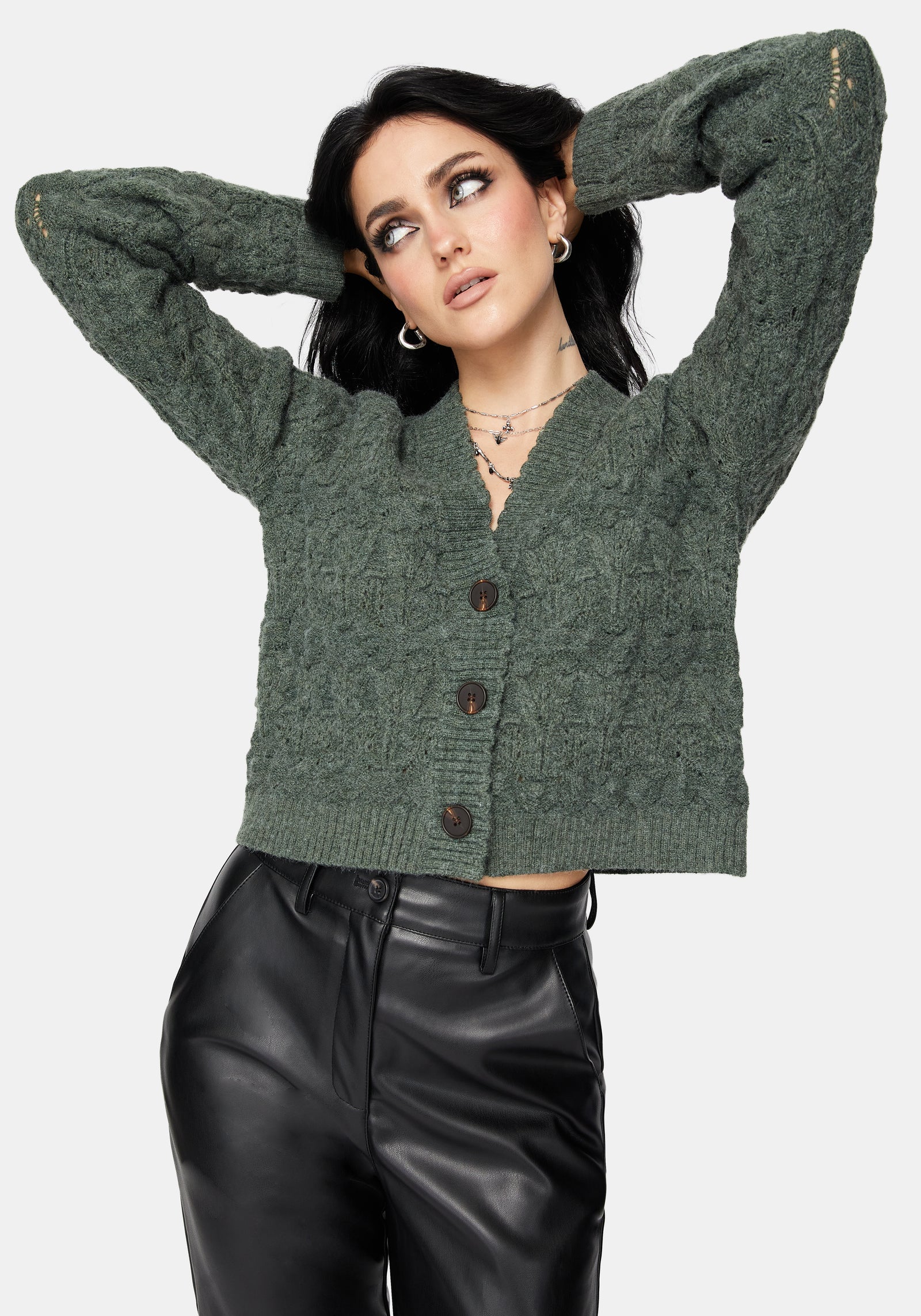 Cadmium Pointelle Gestrickt Cardigan - Teal