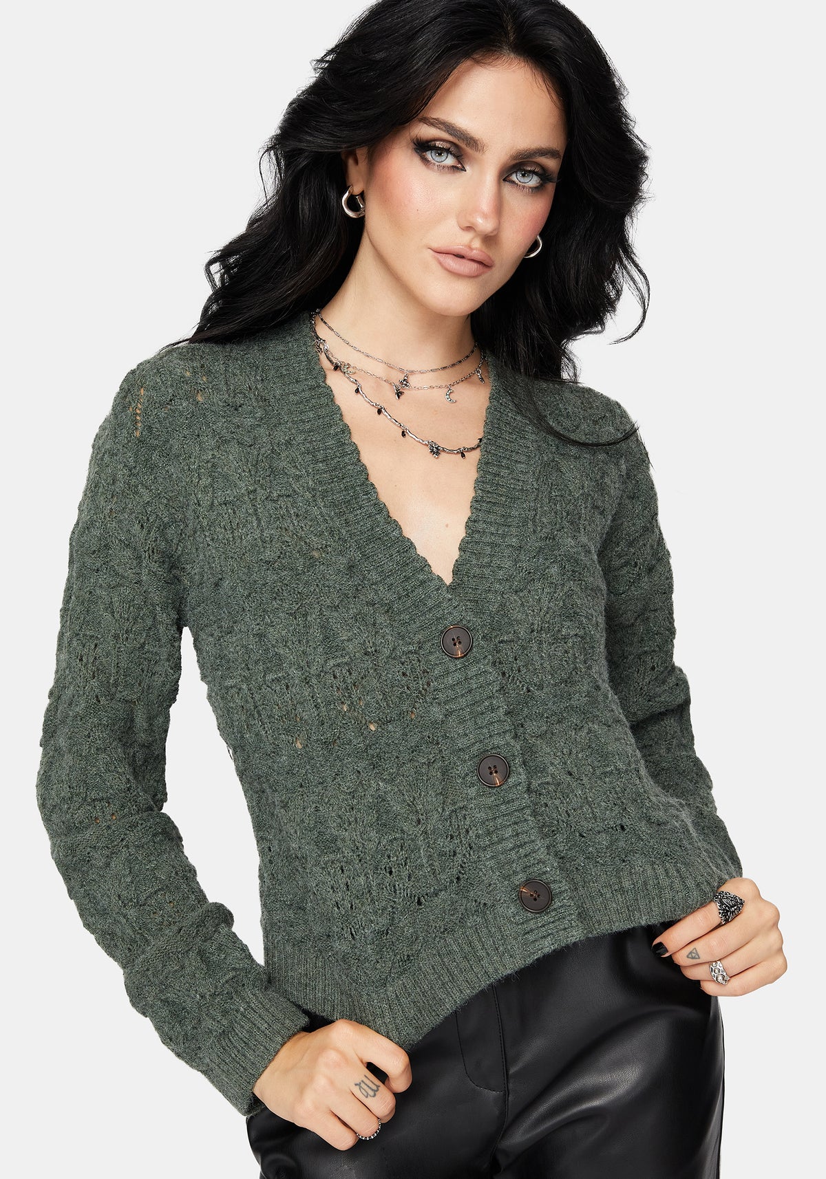 Cadmium Pointelle Gestrickt Cardigan - Teal