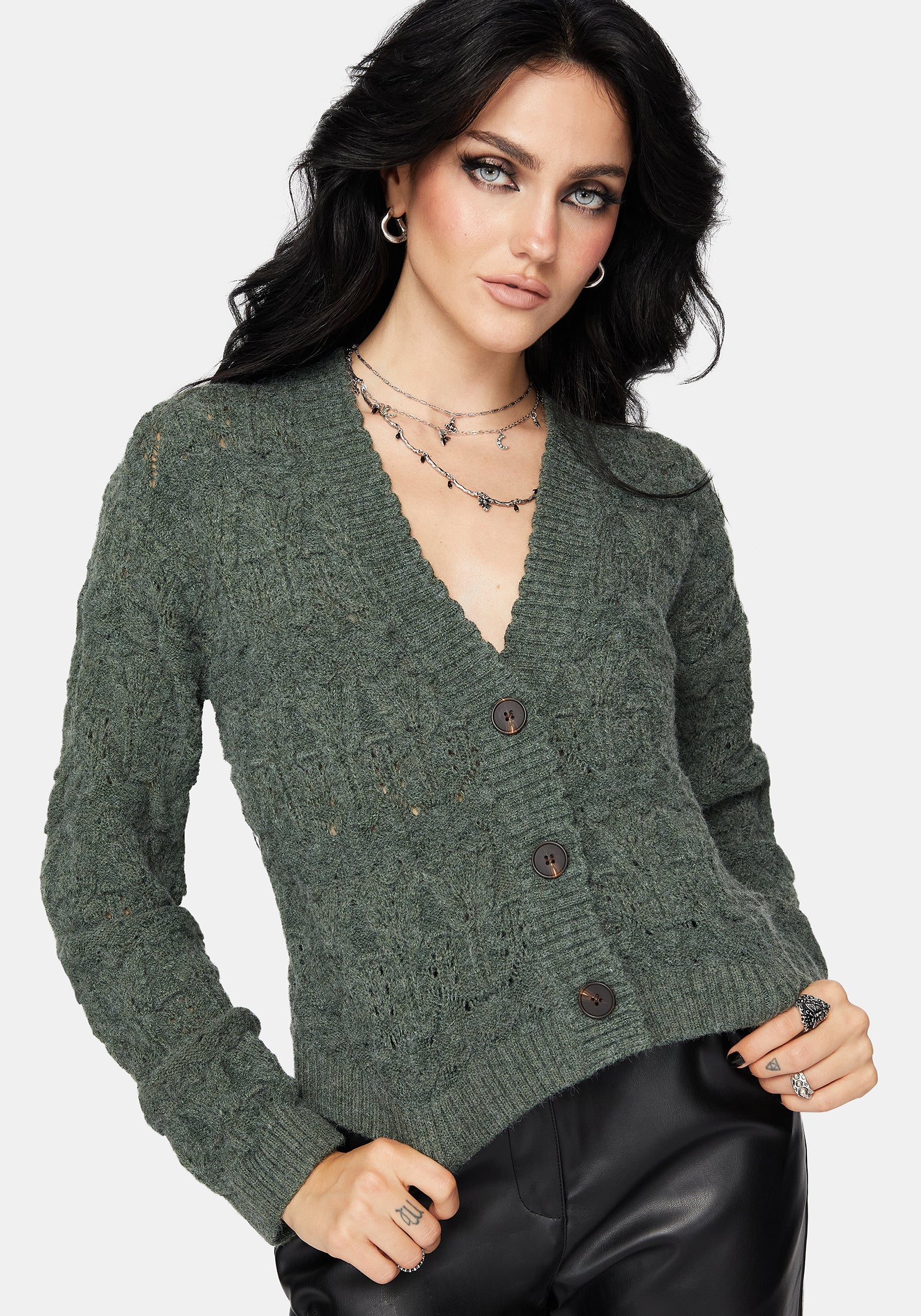 Cadmium Pointelle Gestrickt Cardigan - Teal