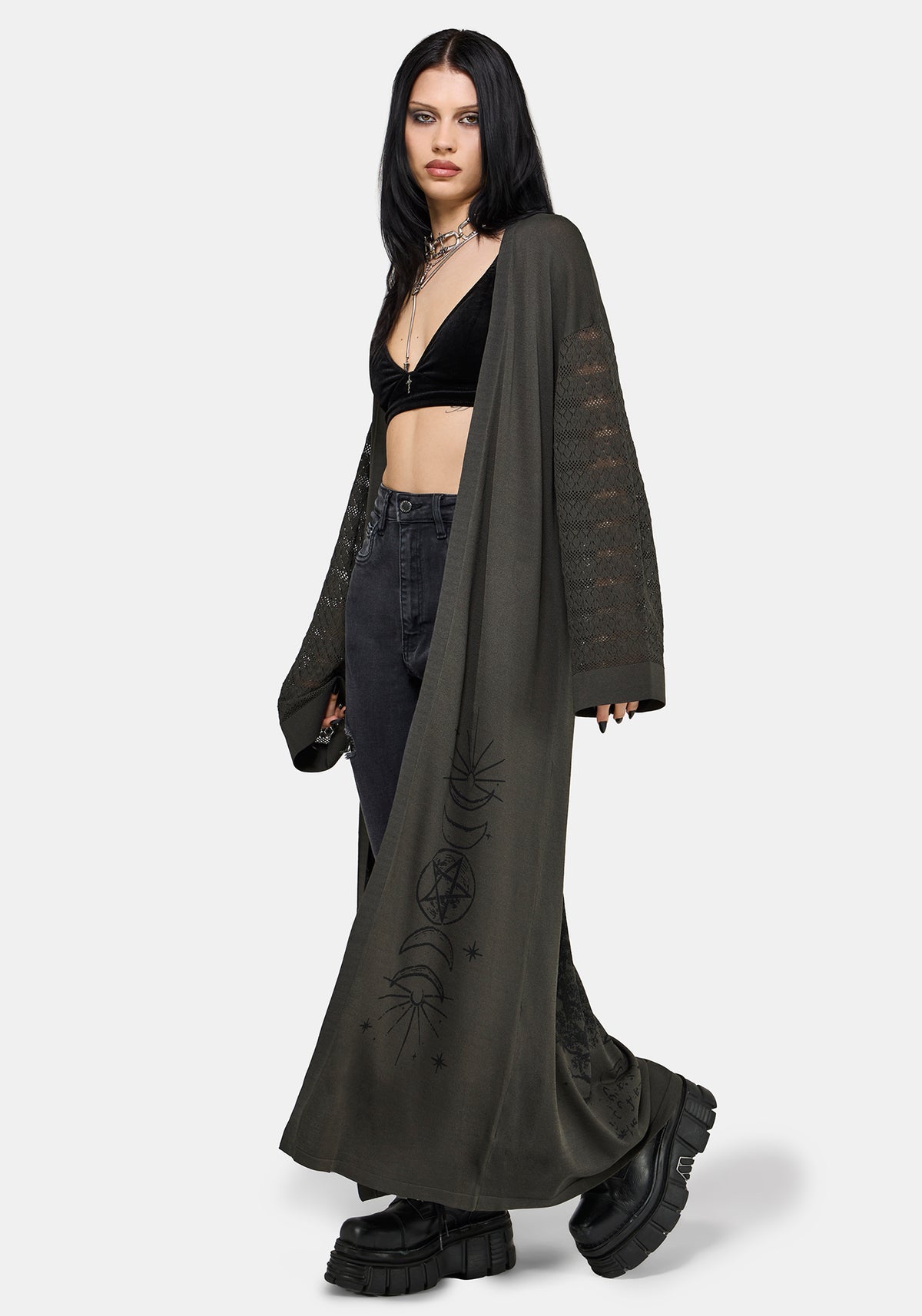 Evander Cosmic Astrology Lightweight Longline Cardigan S