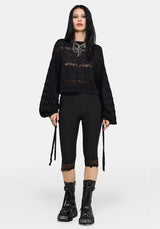 Cherith Ballon Ärmel Pointelle Streifen Pullover