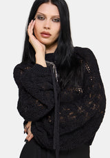 Cherith Ballon Ärmel Pointelle Streifen Pullover