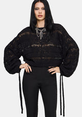 Cherith Ballon Ärmel Pointelle Streifen Pullover