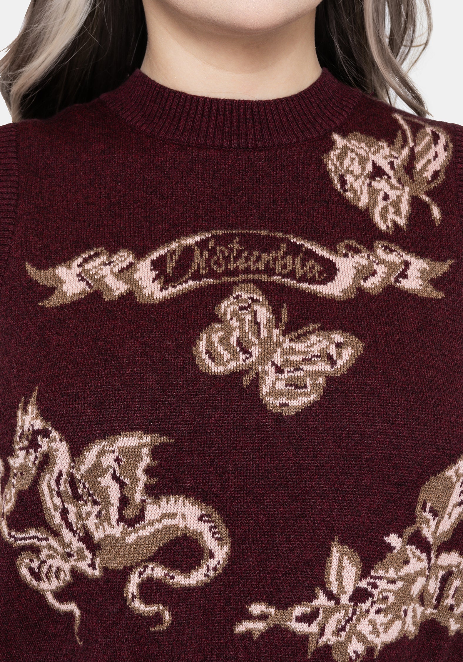 Rowana Drache Bedruckt Rückenfrei Gestrickt Weste