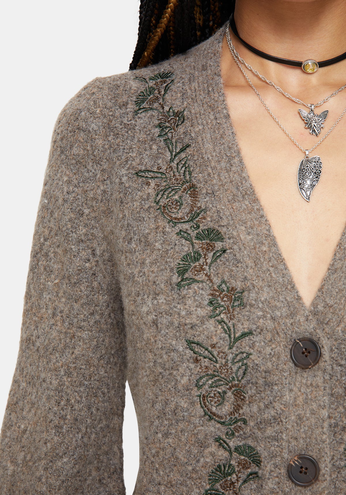 Sao Thistle Bestickt Gestrickt Cardigan