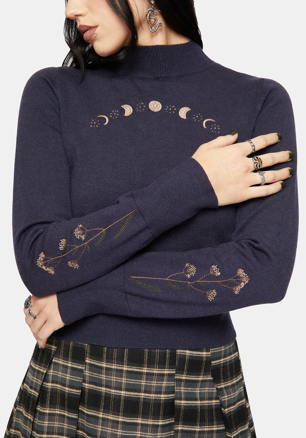 Griffinfly Embroidered Roll Neck Knit Jumper