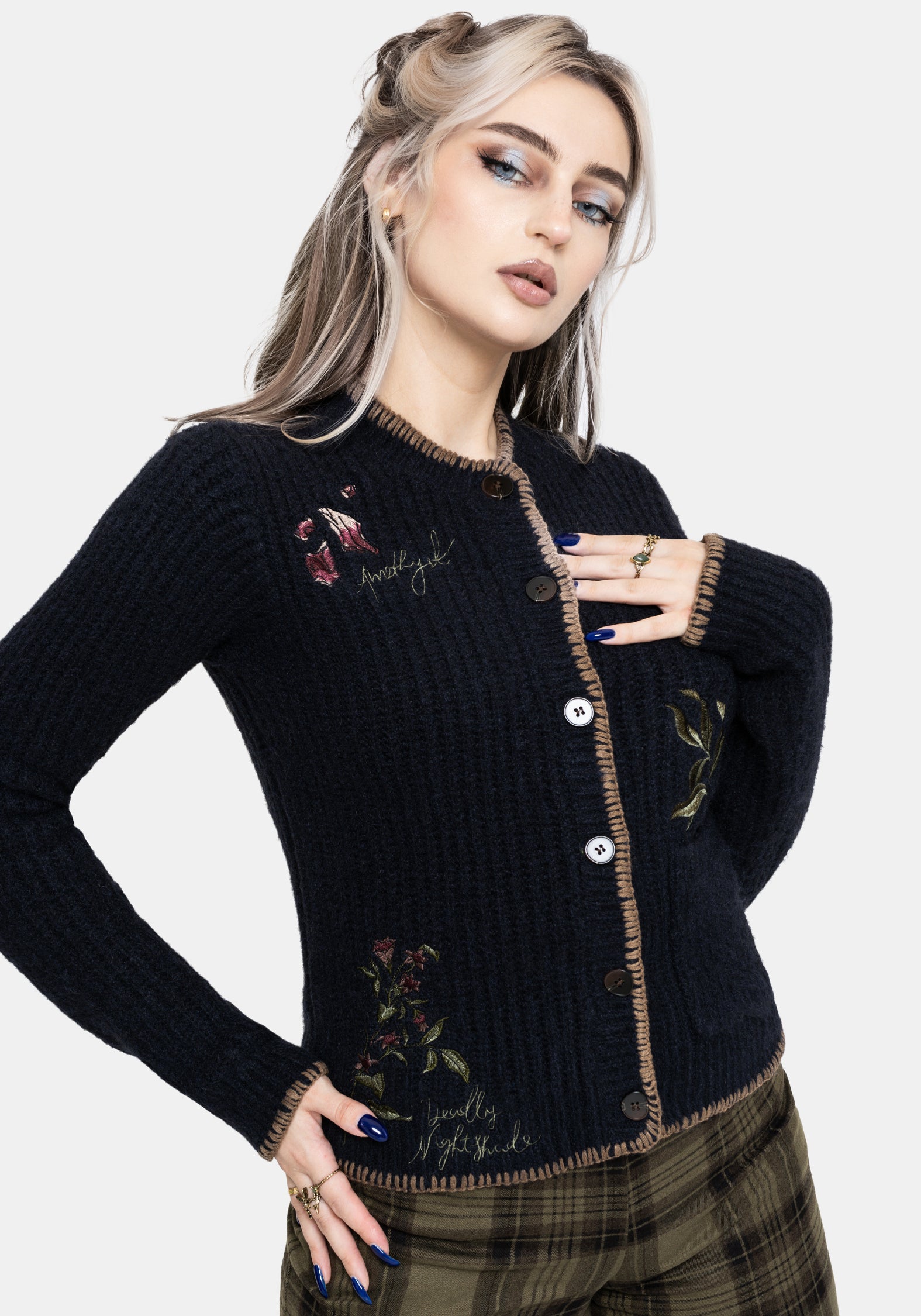 Ame Bestickt Decke Naht Cardigan