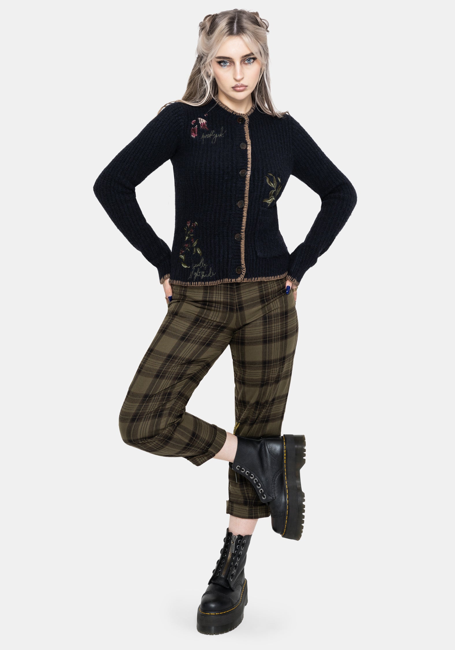Ame Bestickt Decke Naht Cardigan