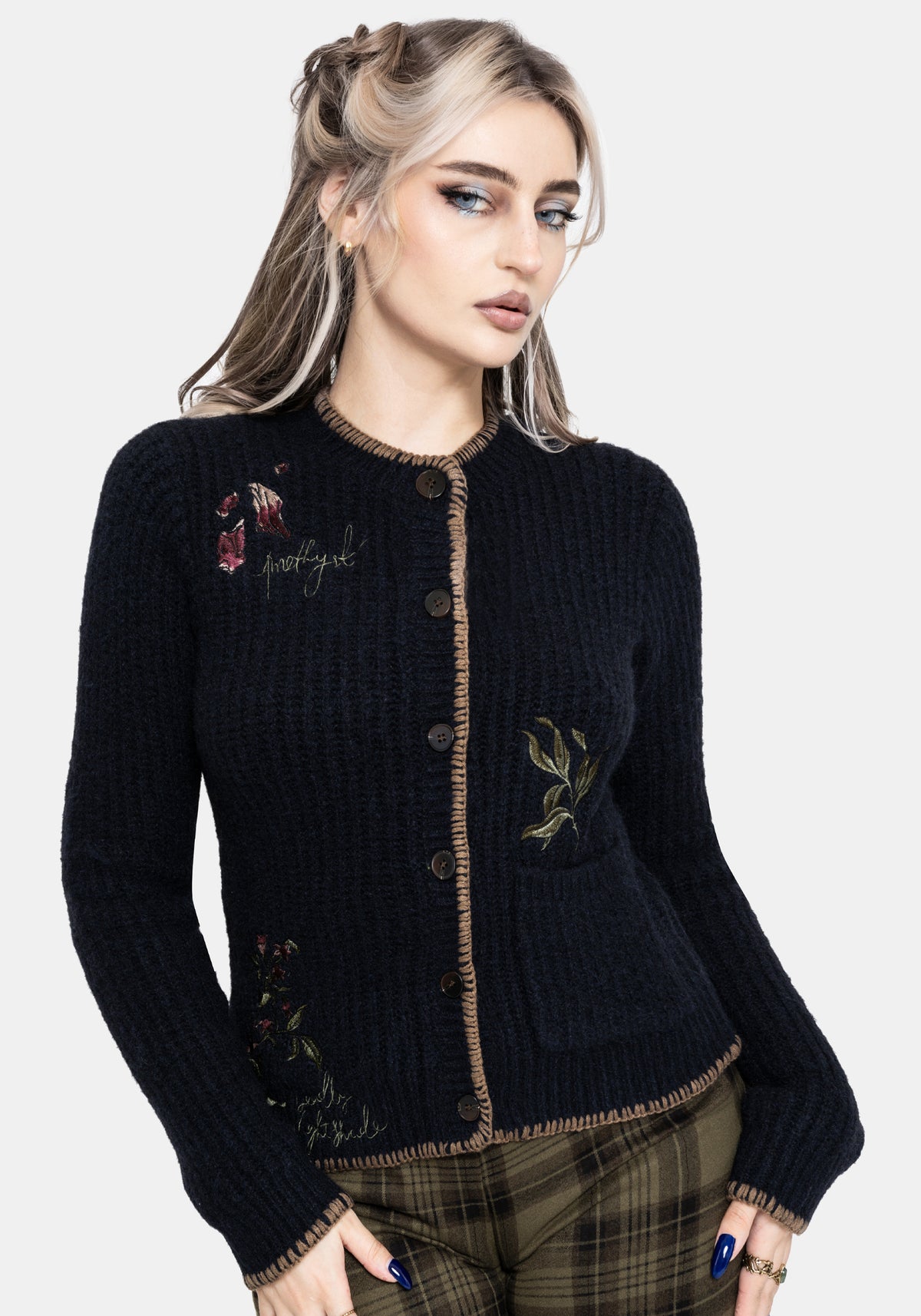 Ame Bestickt Decke Naht Cardigan
