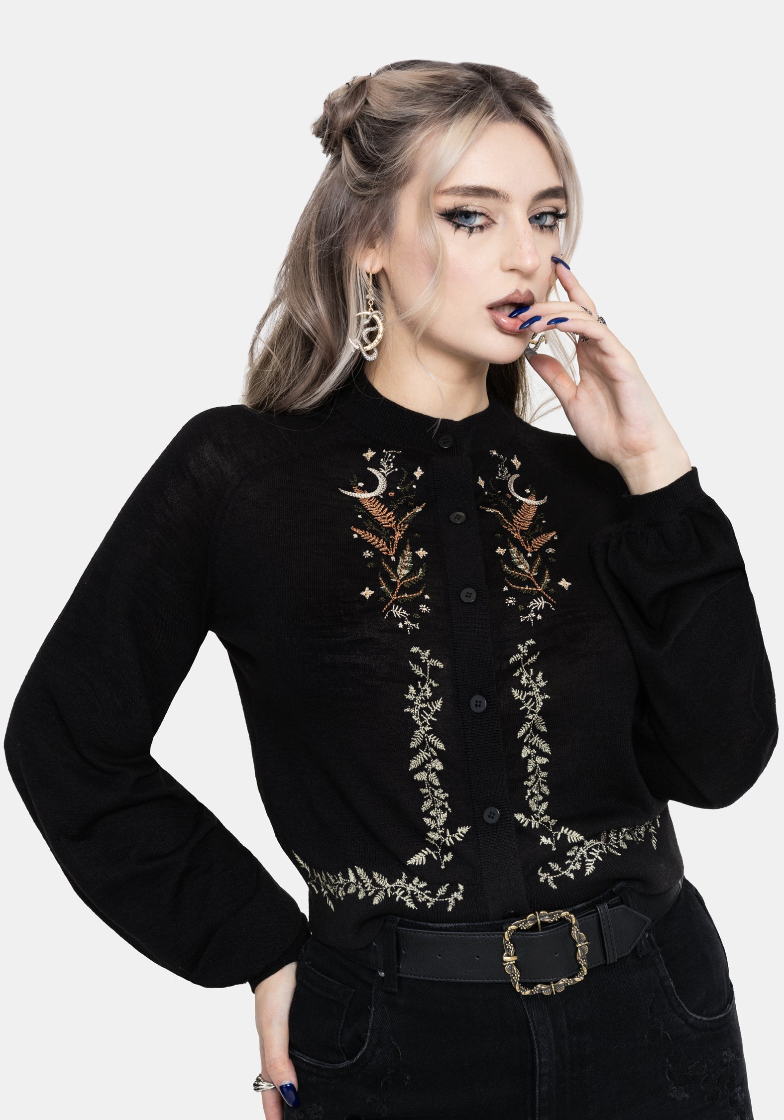 Abellona Lightweight Fein Bestickt Gestrickt Cardigan