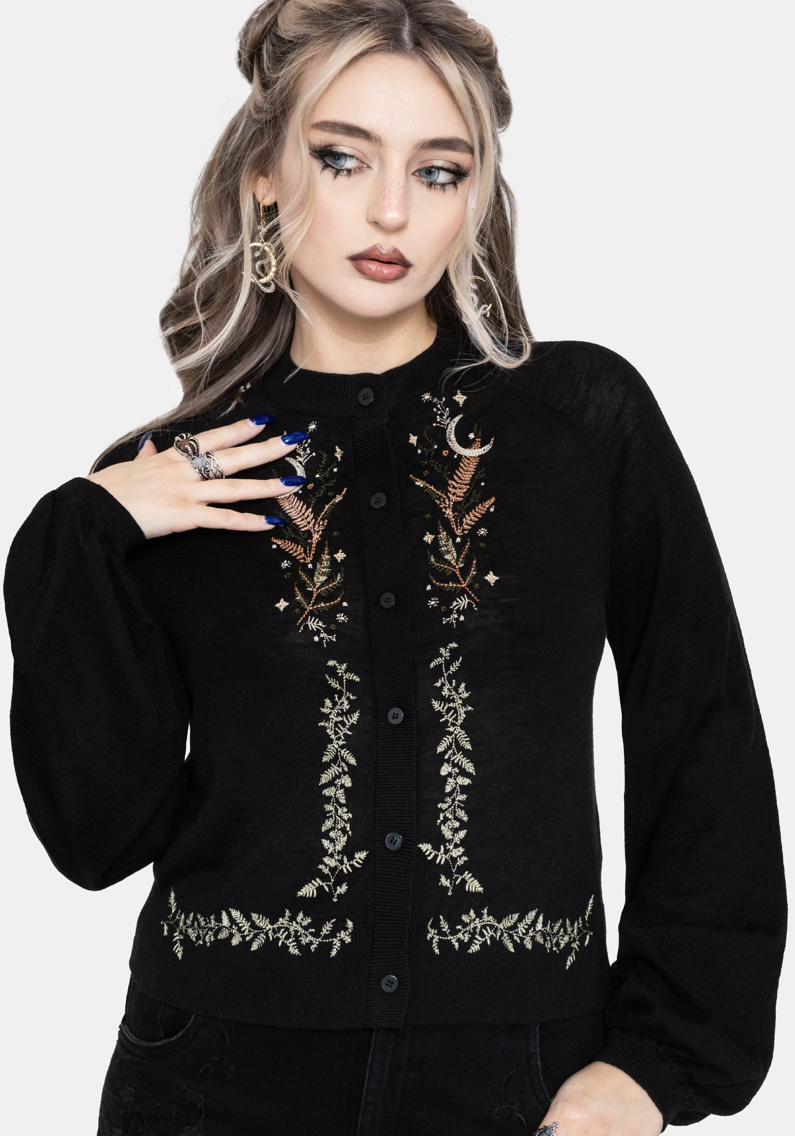 Abellona Lightweight Fein Bestickt Gestrickt Cardigan