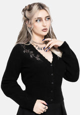 Rime Embroidered V-Neck Fitted Cardigan