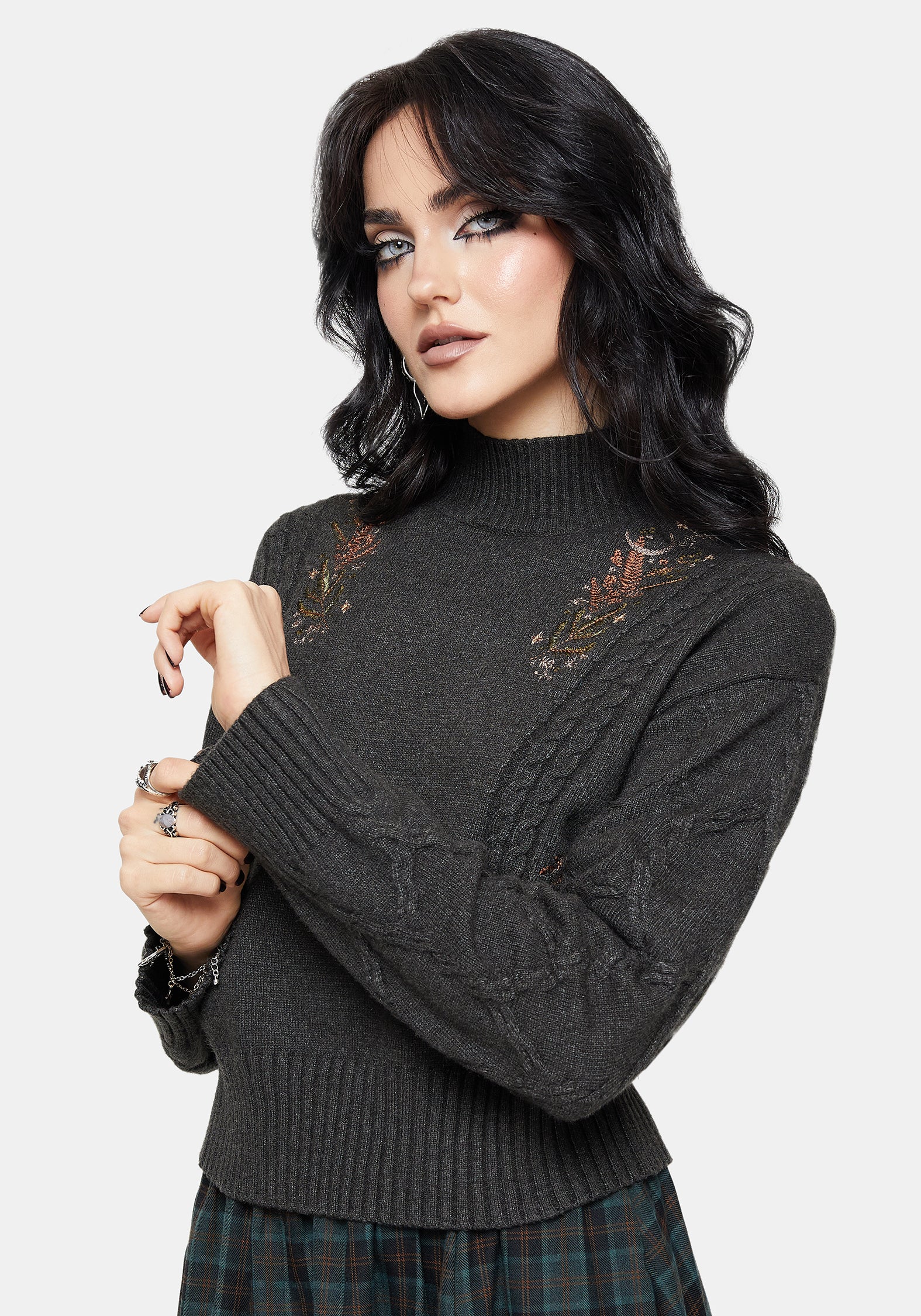 Abellona Bestickt Zopf Gestrickt Pullover