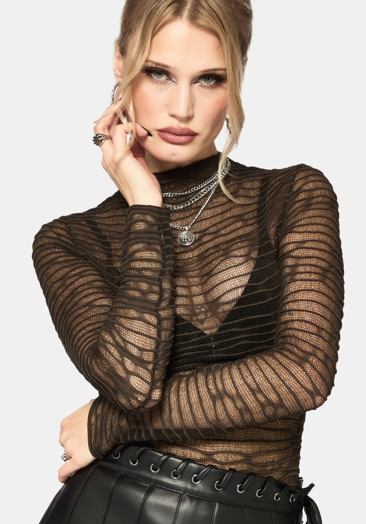 Lior Mesh Verzerrt Gestrickt Top