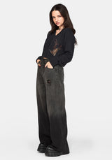 Ember Moth Bestickt V-Hals Strick Pullover