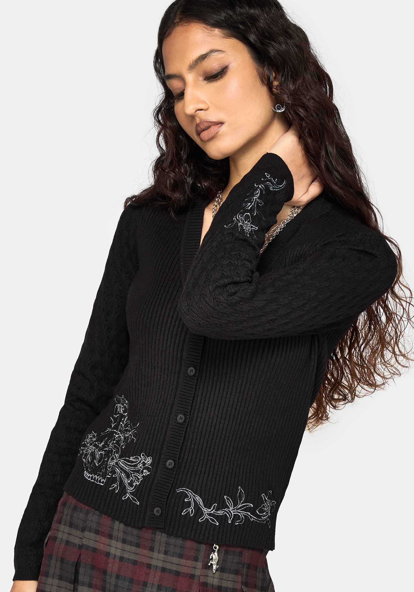 Tantra Skull Embroidered Cardigan