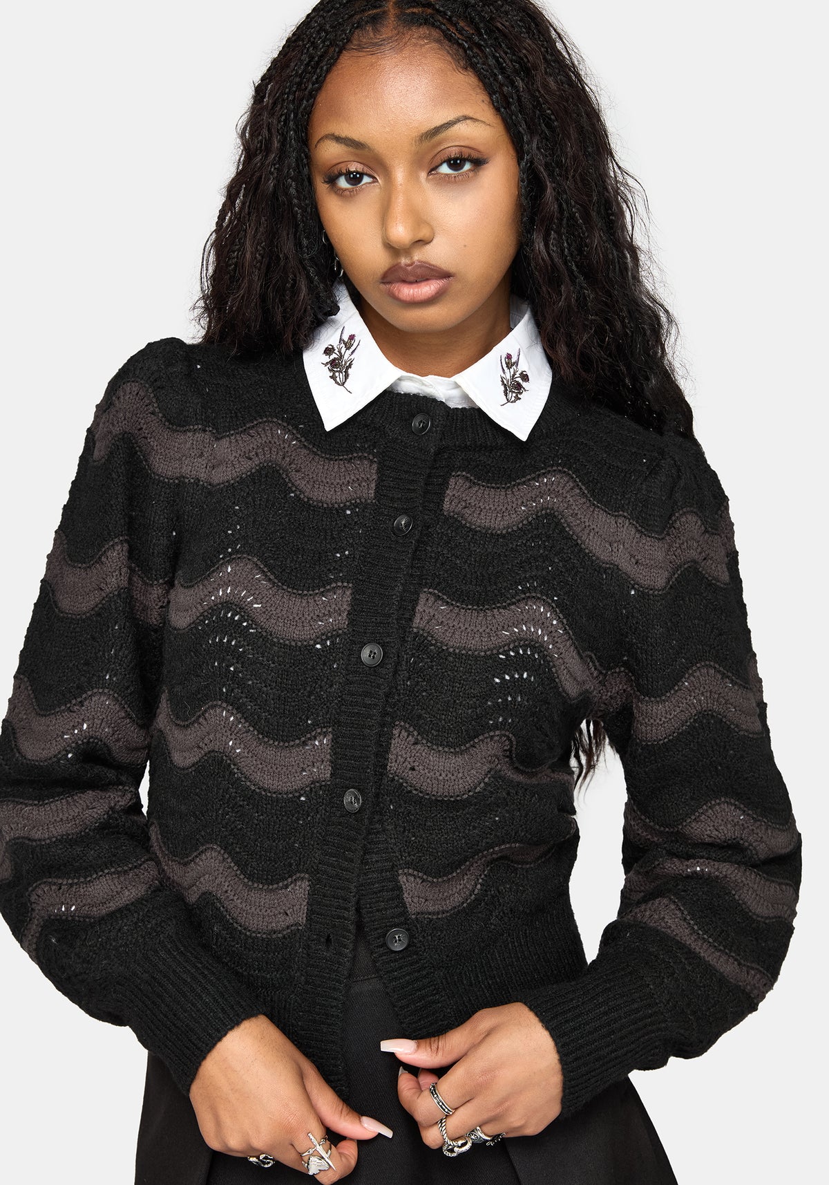 Nave Inverted Streifen Strick Strickjacke