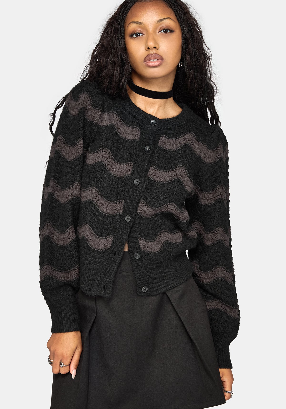 Nave Inverted Streifen Strick Strickjacke