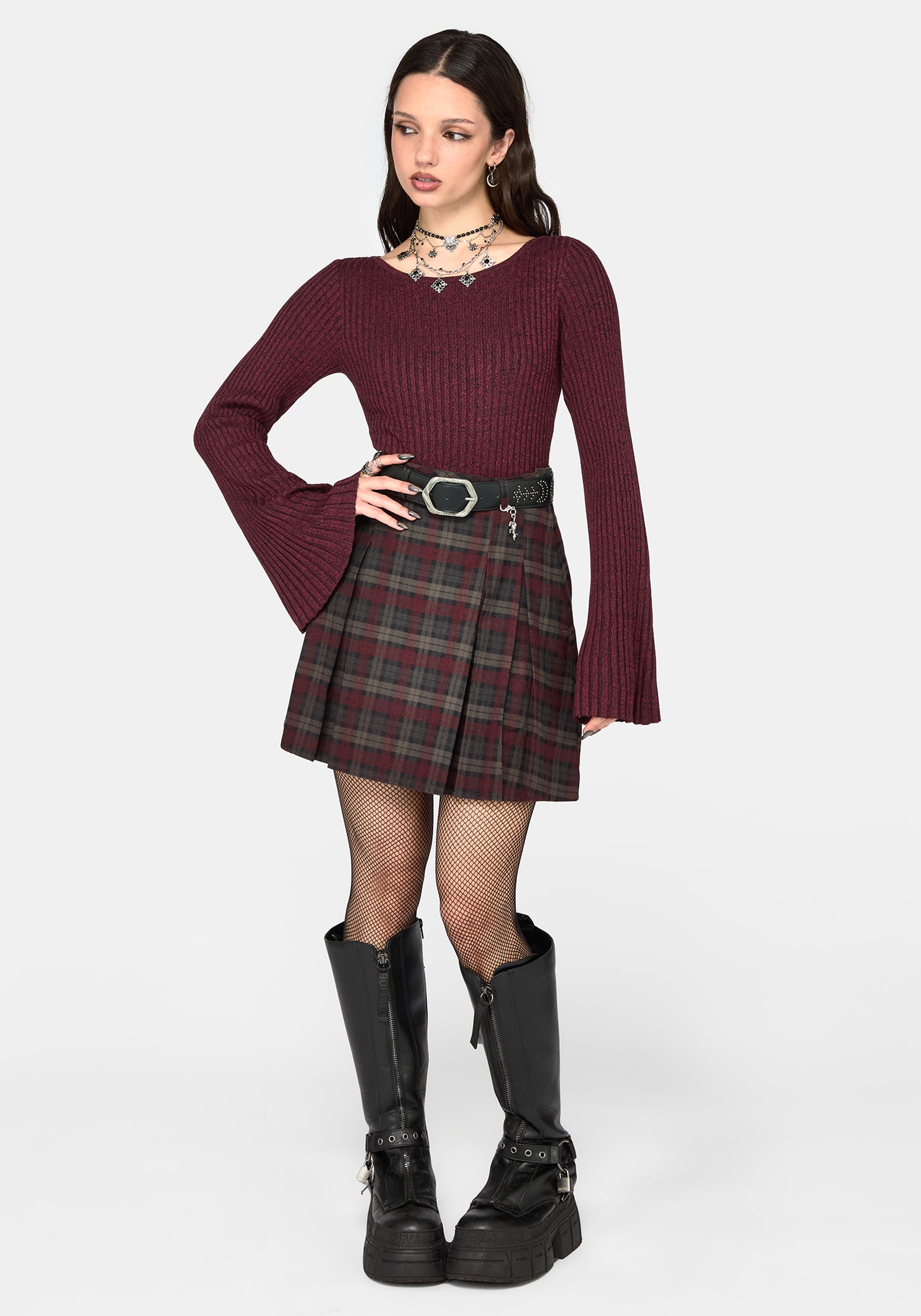 Estella Flared Sleeve Rib Knit Top