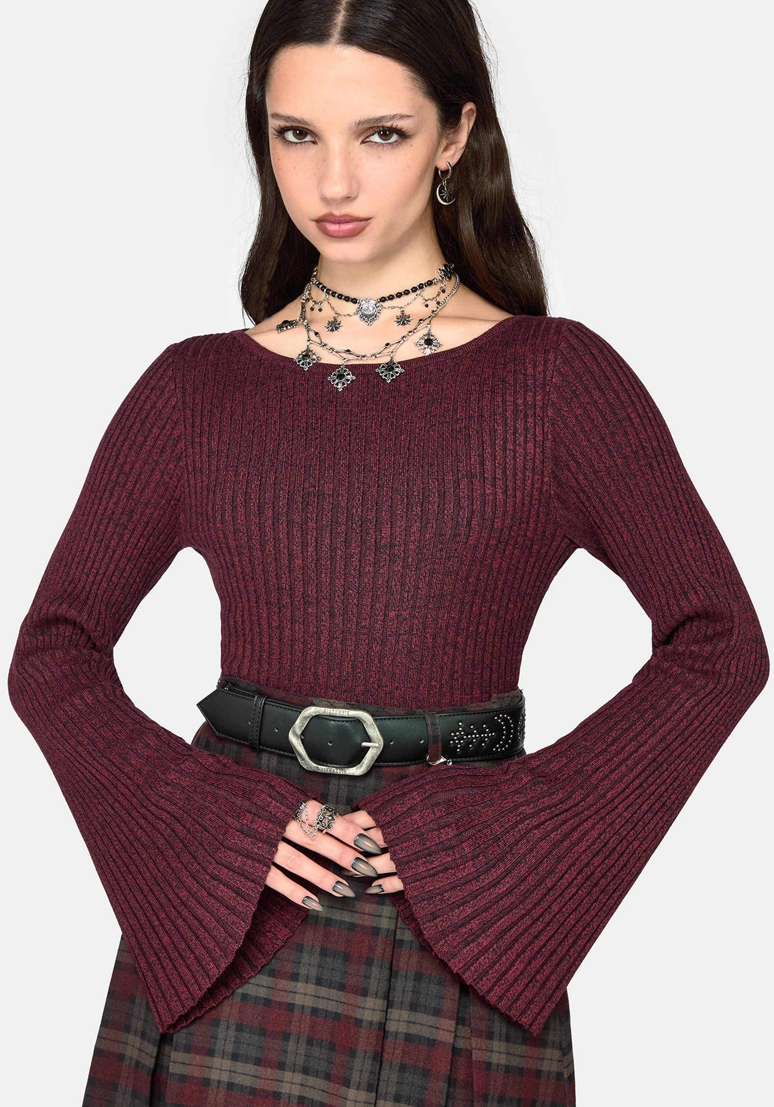 Estella Flared Sleeve Rib Knit Top