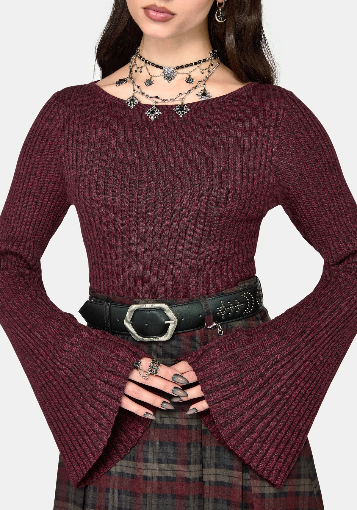 Estella Flared Sleeve Rib Knit Top