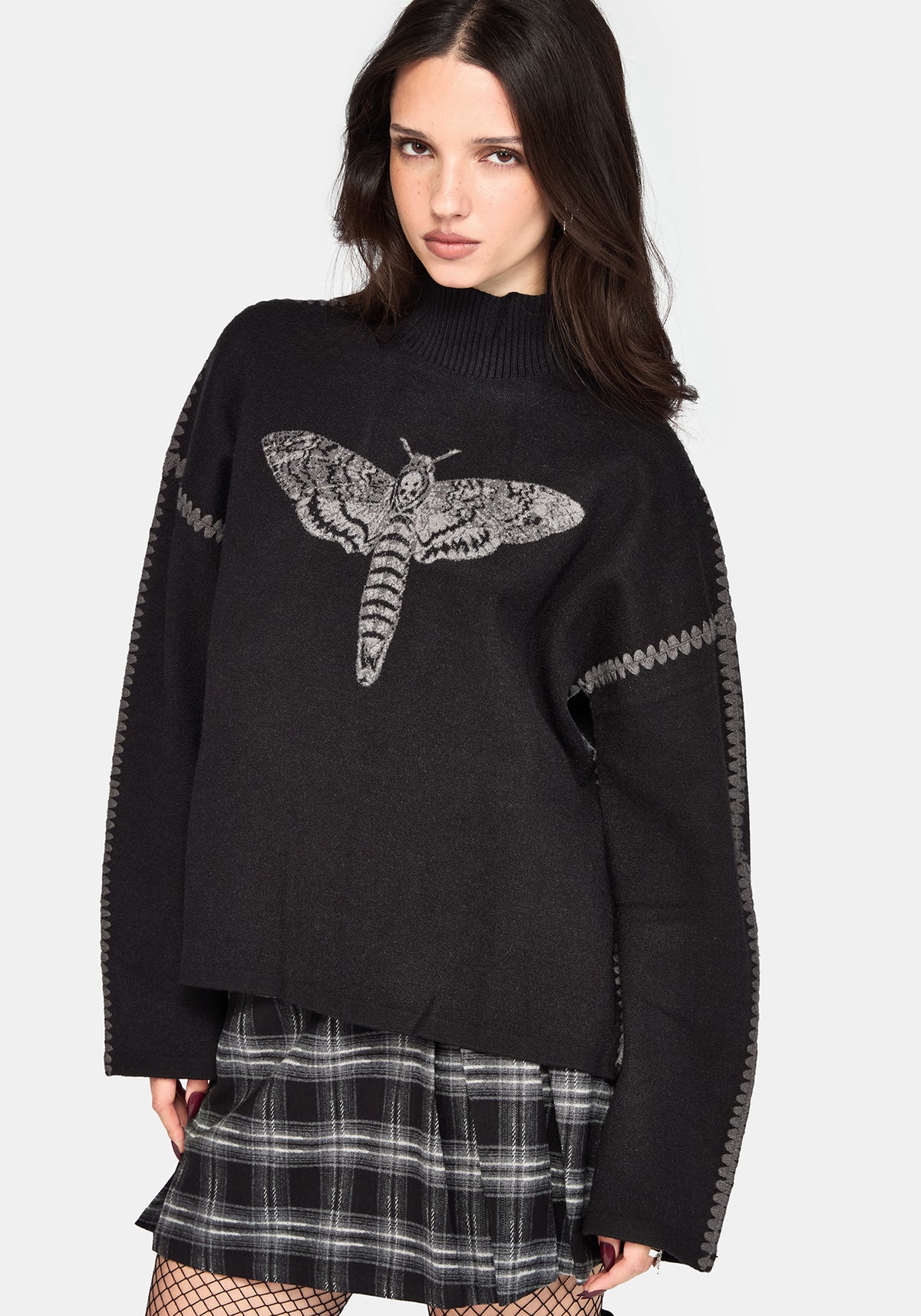 Mourn Moth Blanket Stitch Strick Pullover