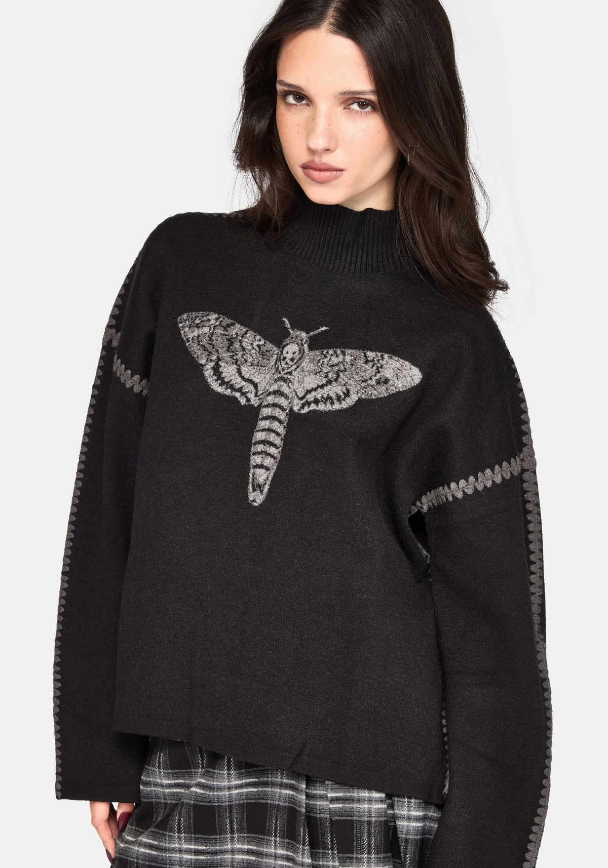 Mourn Moth Blanket Stitch Strick Pullover