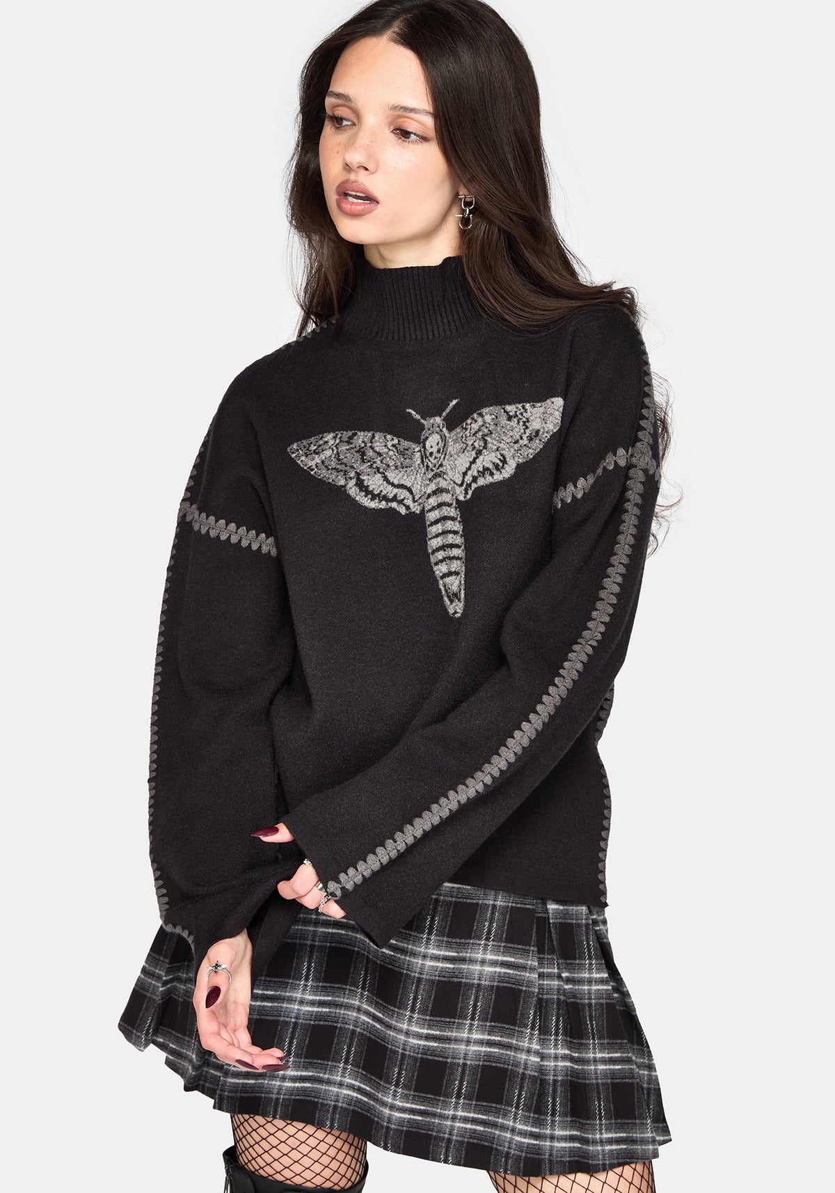 Mourn Moth Blanket Stitch Strick Pullover