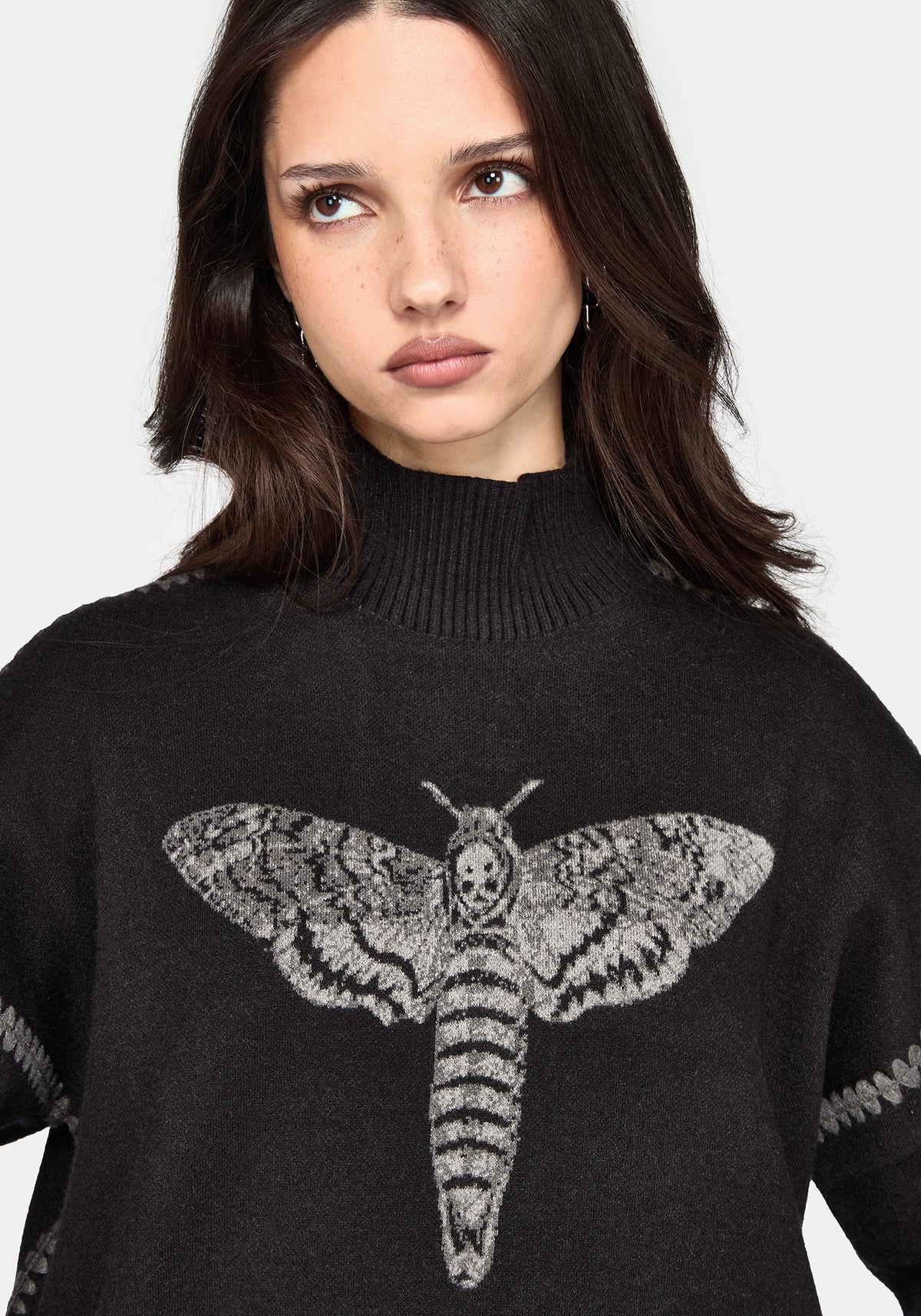 Mourn Moth Blanket Stitch Strick Pullover