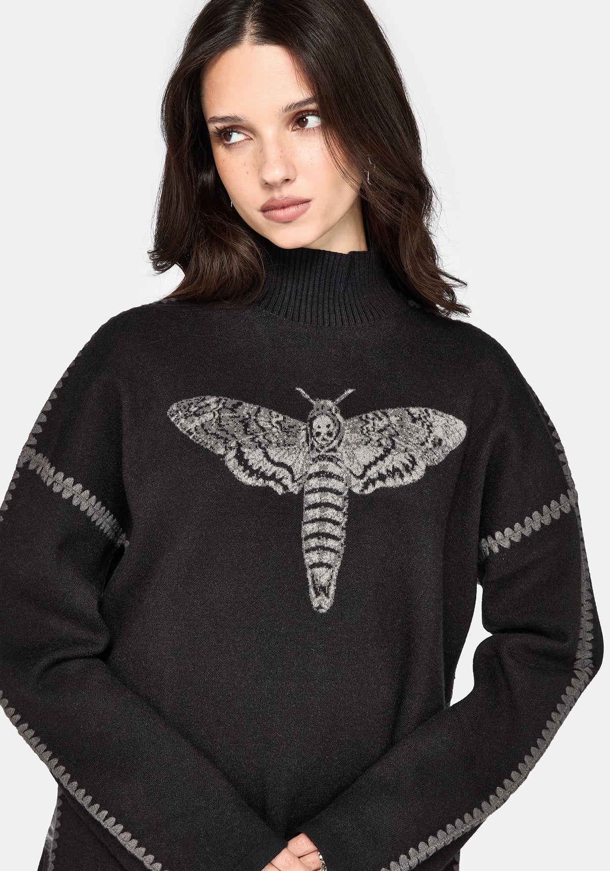 Mourn Moth Blanket Stitch Strick Pullover