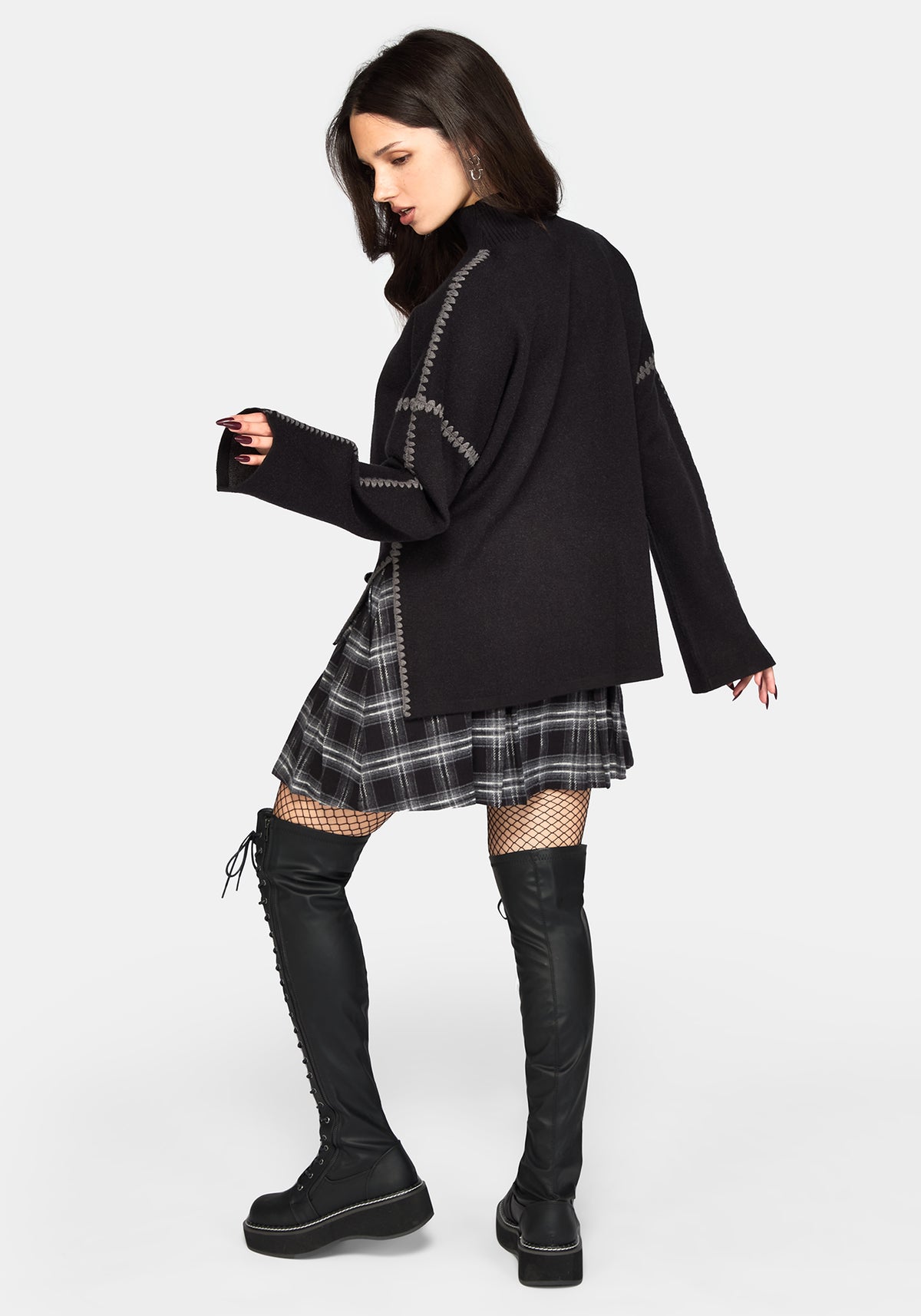 Mourn Moth Blanket Stitch Strick Pullover