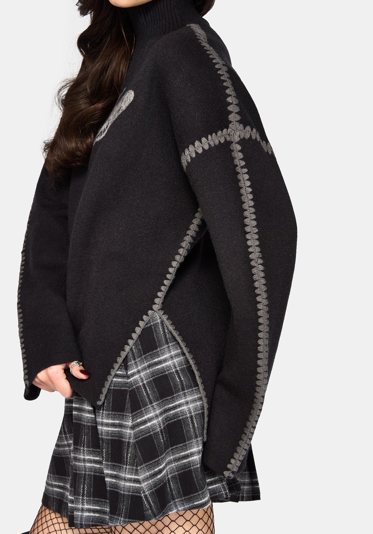 Mourn Moth Blanket Stitch Strick Pullover