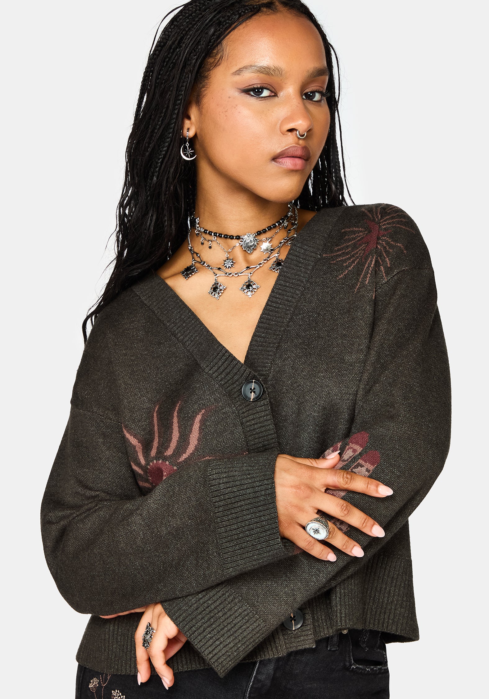 Angela Celestial Jacquard Knit Cardigan