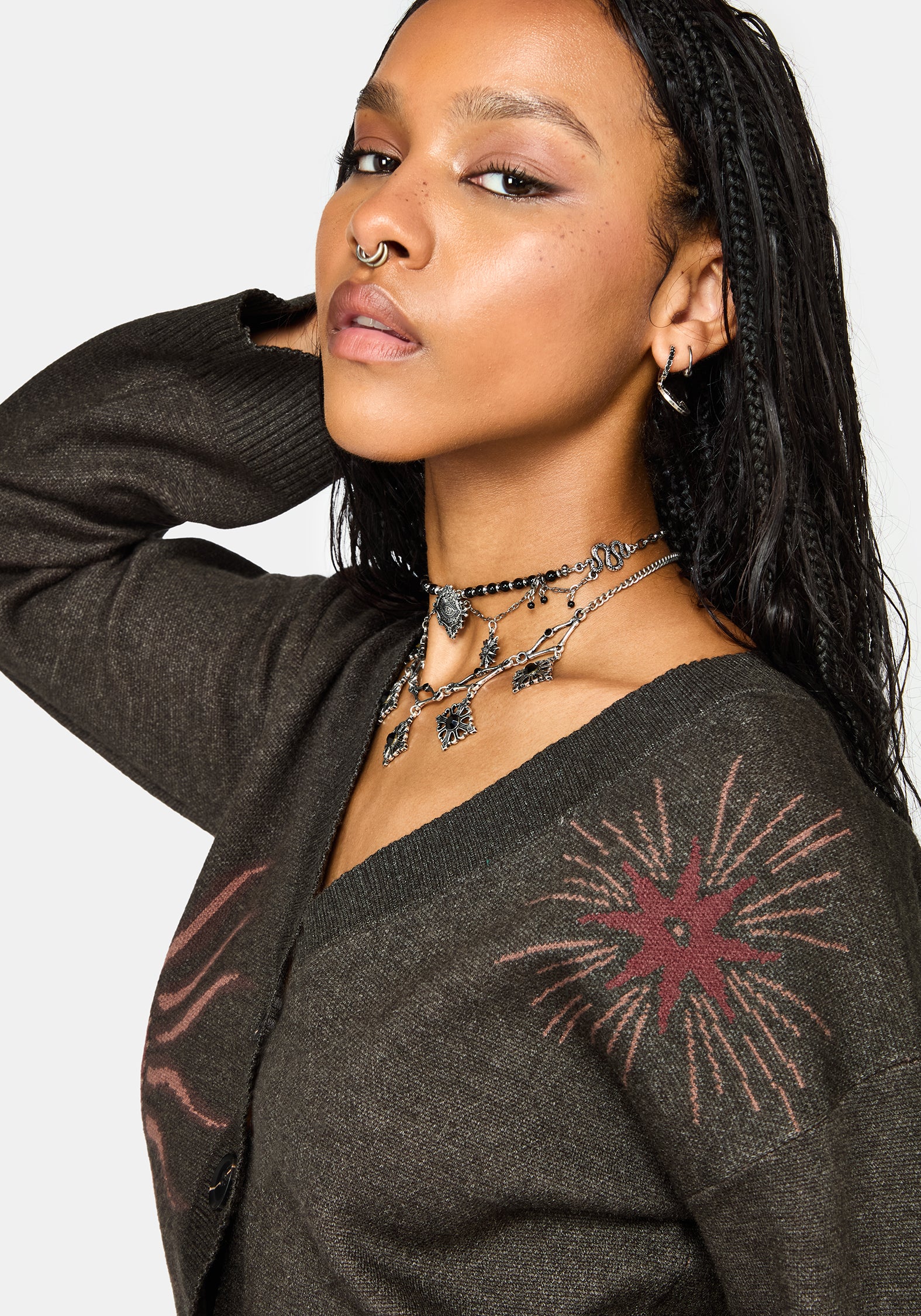 Angela Celestial Jacquard Knit Cardigan