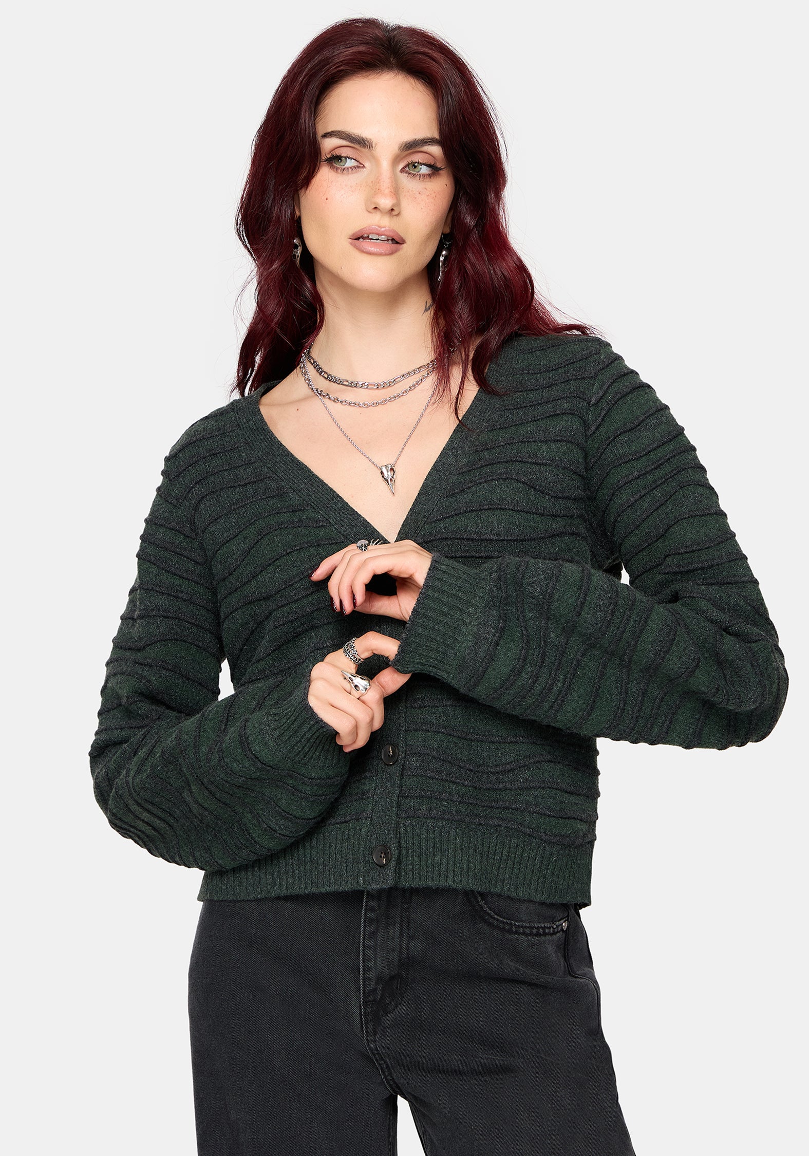Stormi Wave Streifen Strick Strickjacke