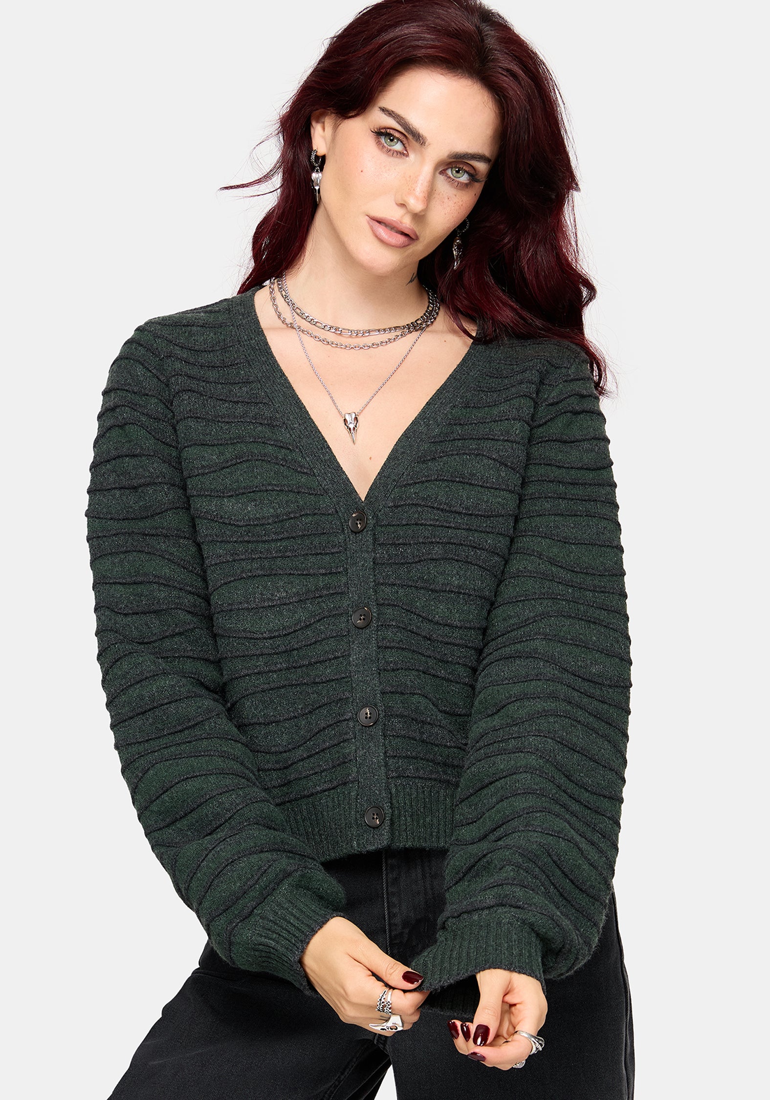 Stormi Wave Streifen Strick Strickjacke