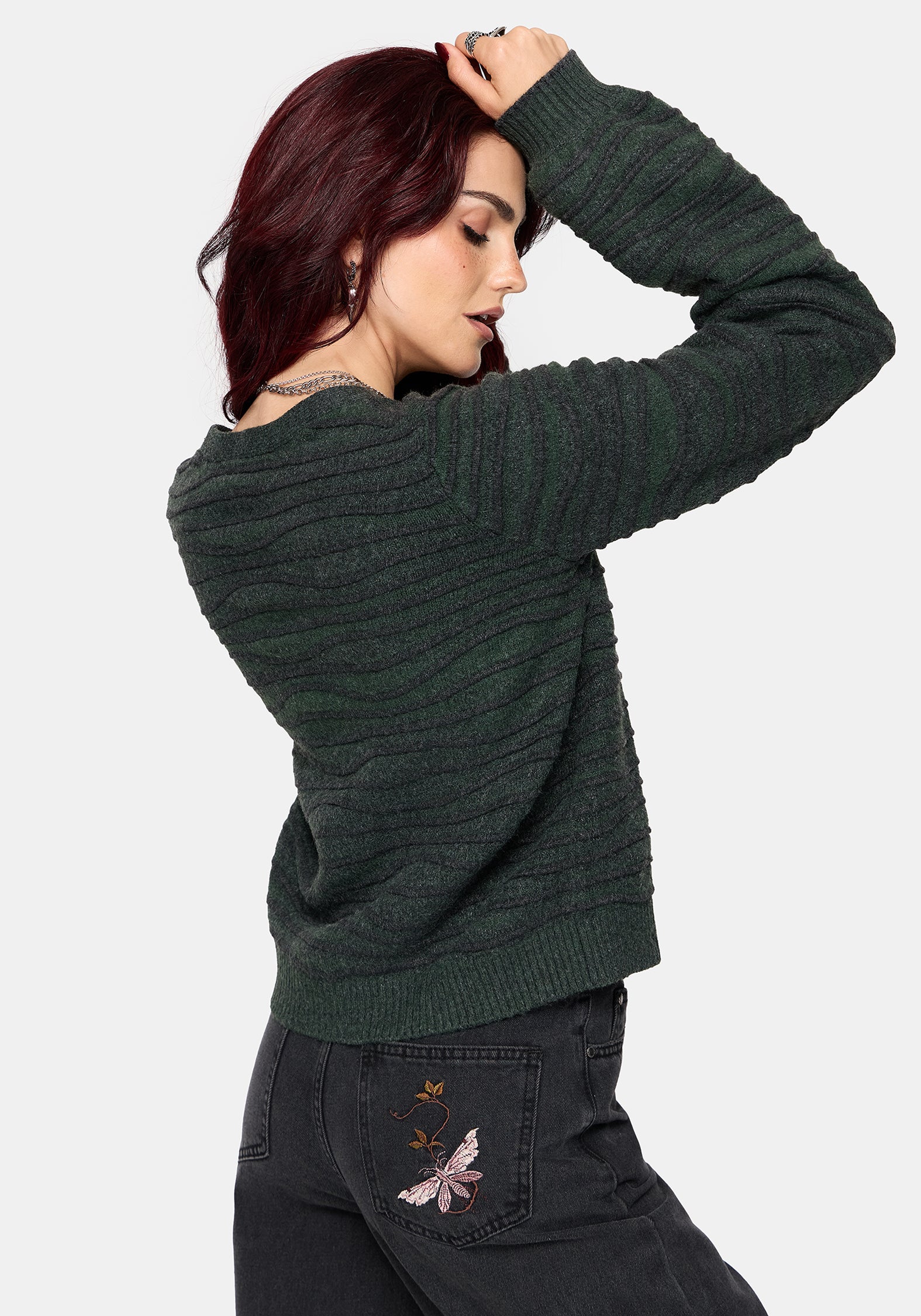 Stormi Wave Streifen Strick Strickjacke