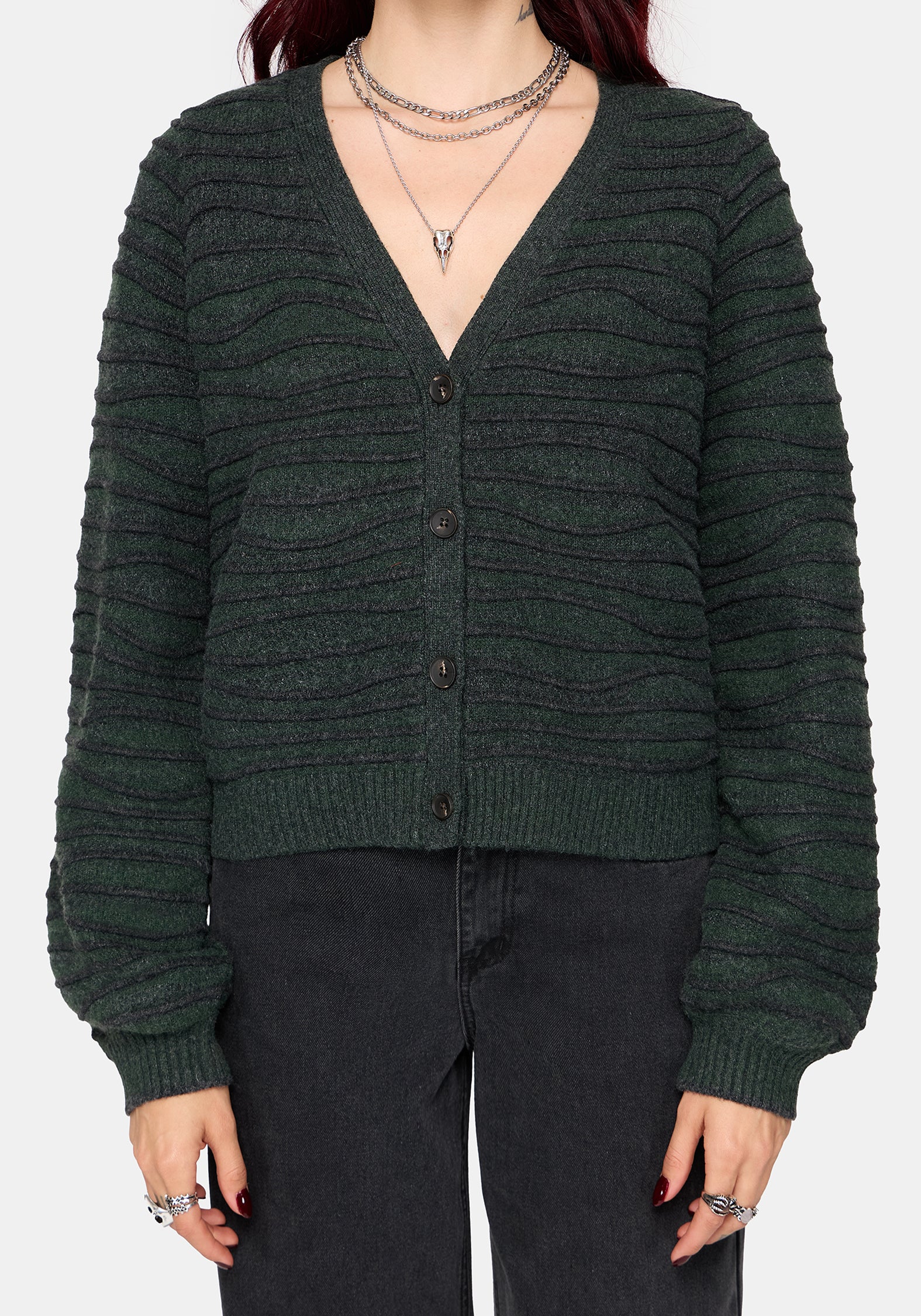Stormi Wave Streifen Strick Strickjacke