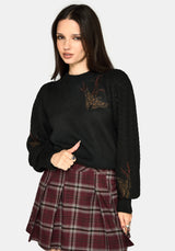 Ember Moth Bestickt Strick Pullover
