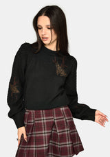 Ember Moth Bestickt Strick Pullover