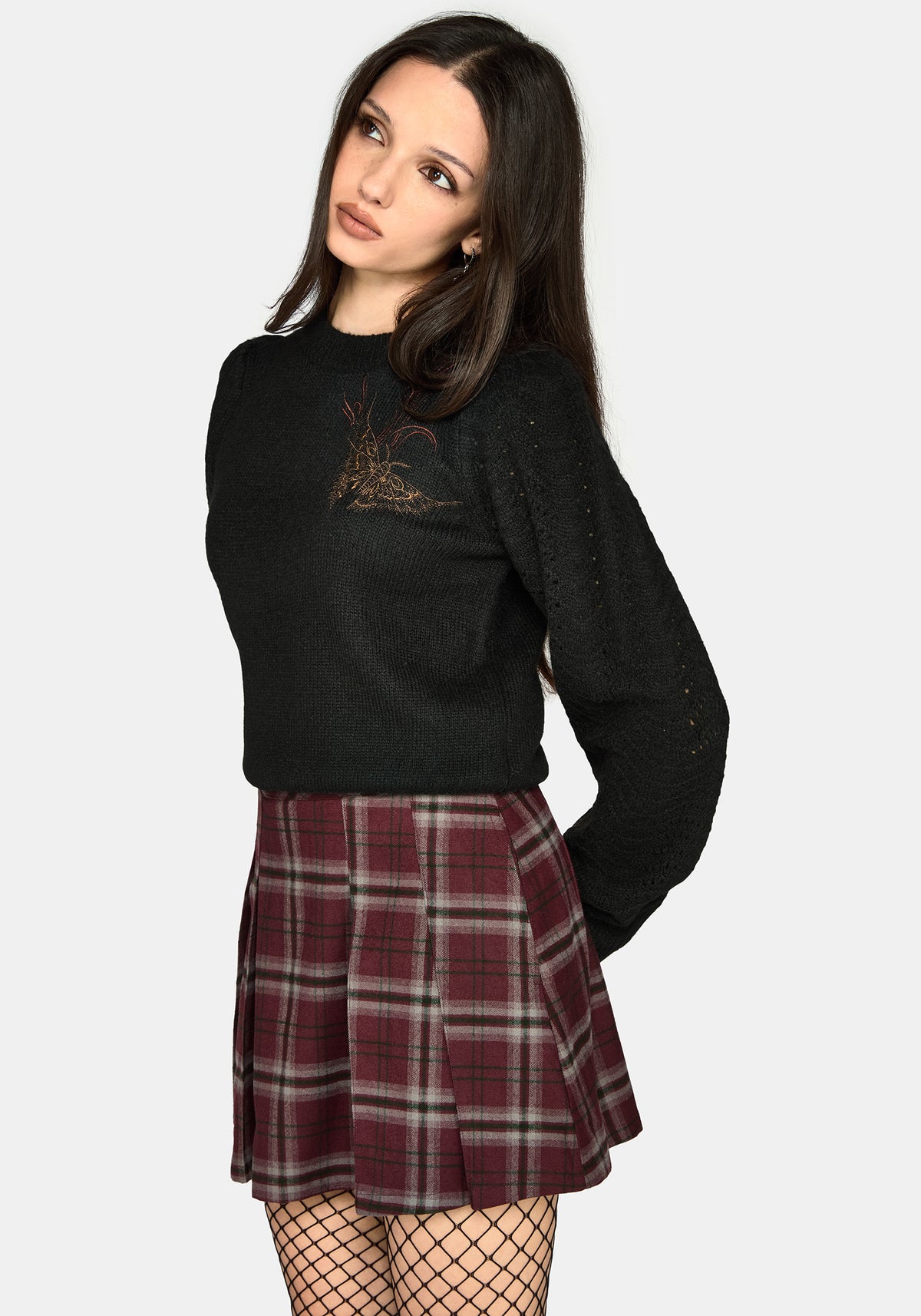 Ember Moth Bestickt Strick Pullover