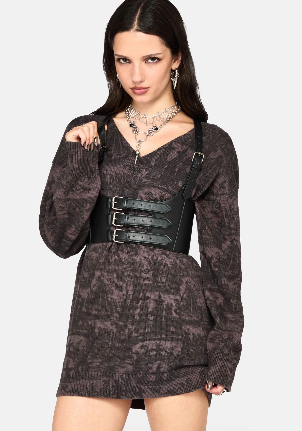 Diabolical V-Ausschnitt Strick Pullover