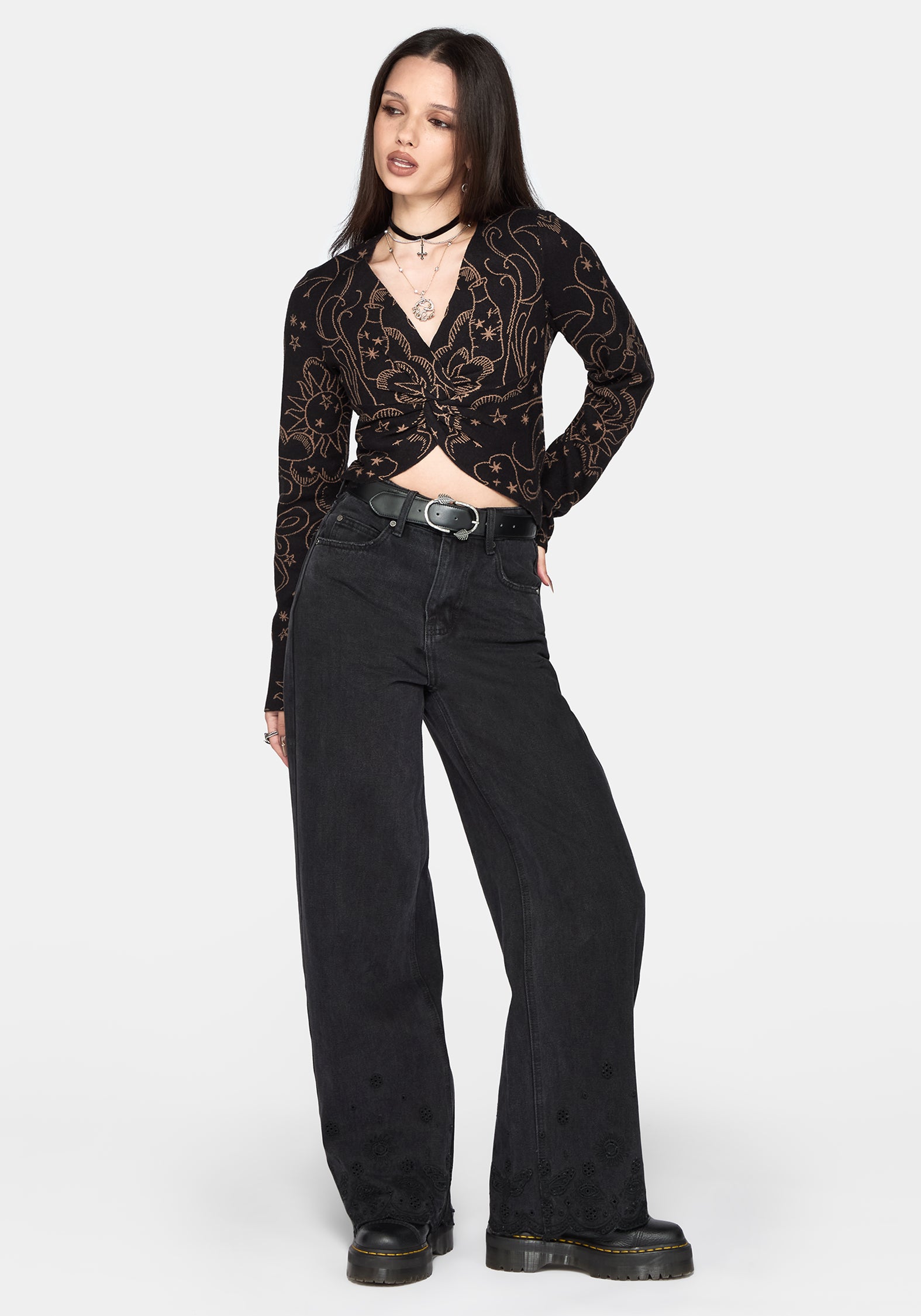 Celeste Celestial Jacquard Knit Top