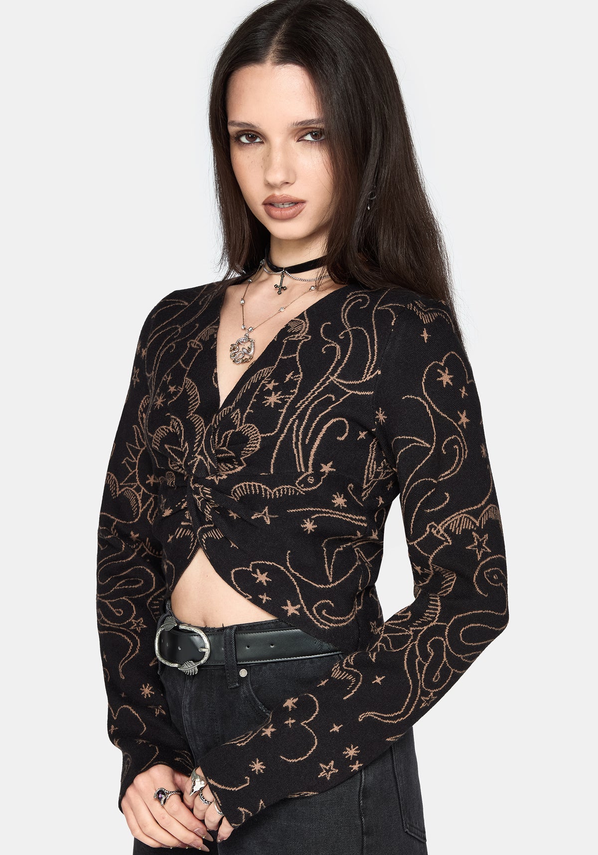 Celeste Himmlisch Jacquard Strick Oberteil