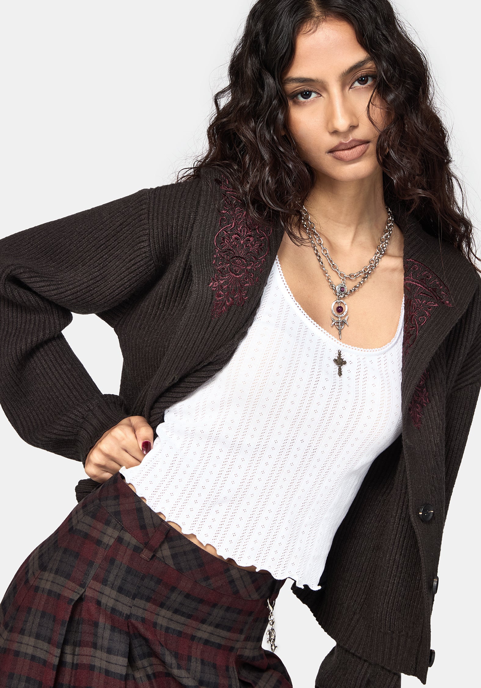 Margaux Embroidered Collar Cardigan
