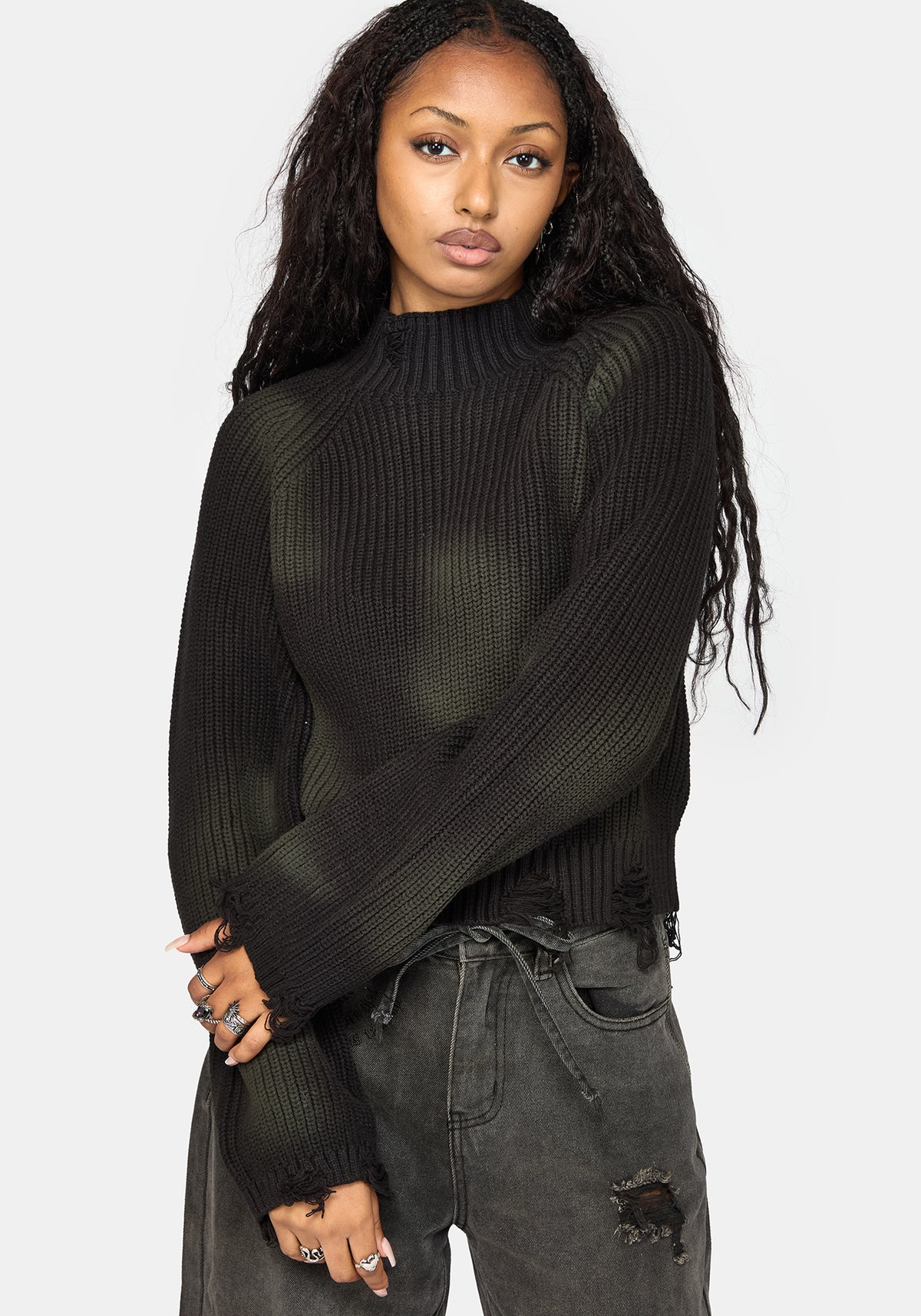 Milaya Overdyed Used-Look Strick Pullover